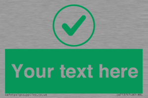 Custom green background, green tick in circle sign